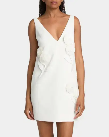 Self-Portrait Embellished Flower Crepe Mini Dress | Thumbnail 4