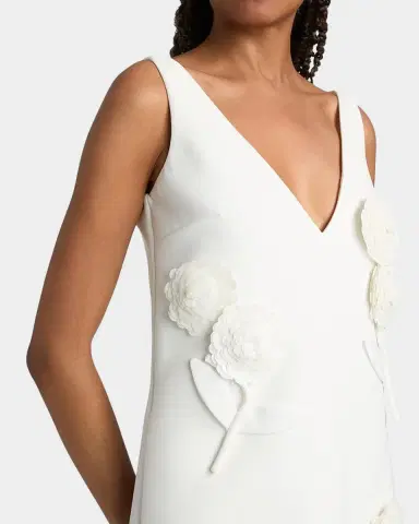 Self-Portrait Embellished Flower Crepe Mini Dress | Thumbnail 5
