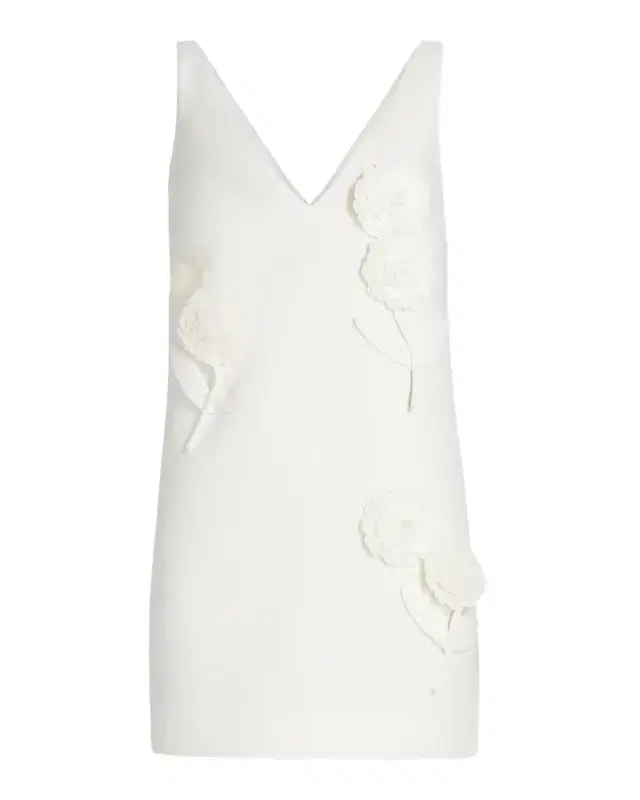 Self-Portrait Embellished Flower Crepe Mini Dress