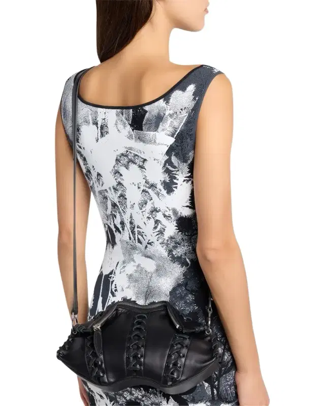 McQueen Lace-Up Corset Leather Shoulder Bag