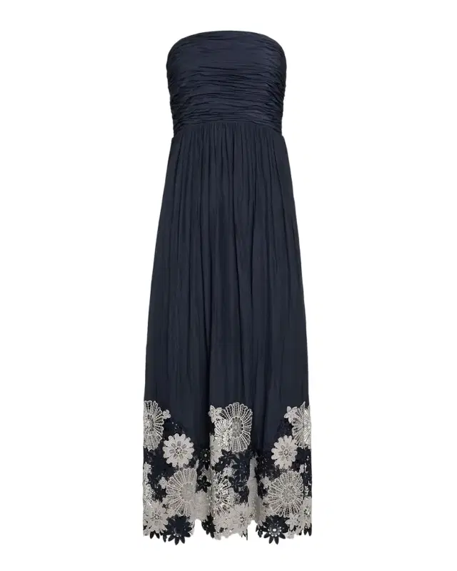 Milani Embroidered Strapless Maxi Dress
