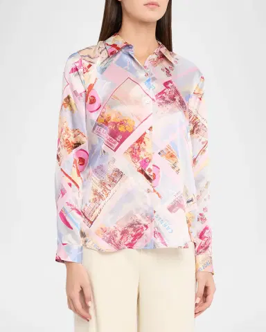 L'Agence Tyler Silk Button-Front Blouse | Thumbnail 4