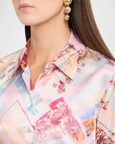 L'Agence Tyler Silk Button-Front Blouse | Thumbnail 5