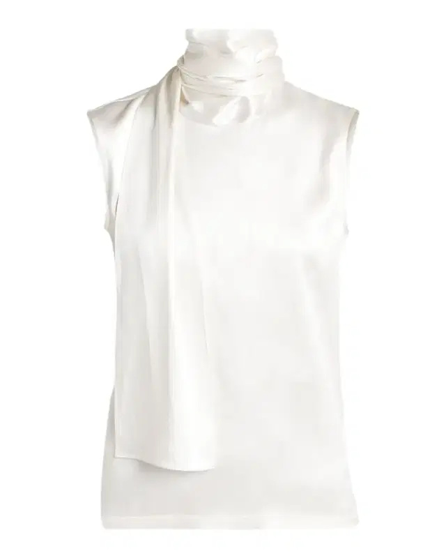 Scarf-Neck Satin Sleeveless Top