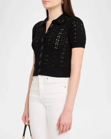 L'AGENCE Ninette Pointelle-Knit Cardigan | Thumbnail 4 L'AGENCE Ninette Pointelle-Knit Cardigan | Thumbnail 4