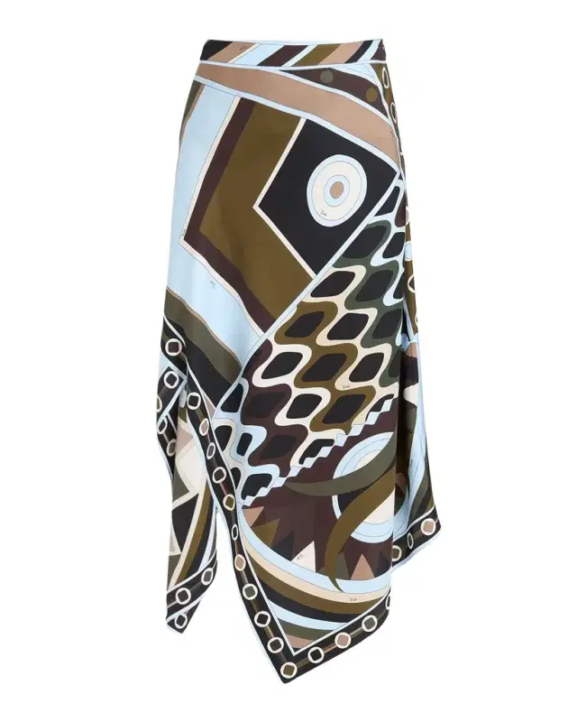 Pucci Vivara Silk Twill Midi Scarf Skirt