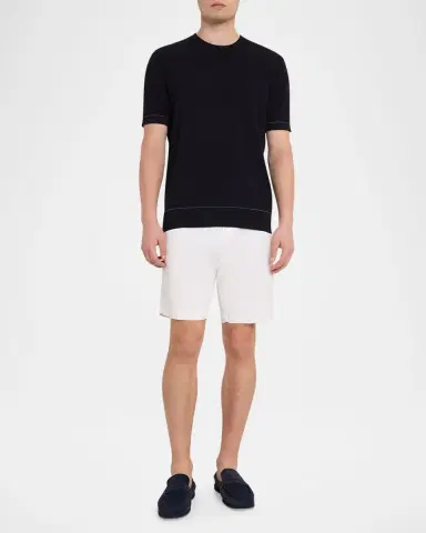 Brioni Men's Sea Island Cotton Short-Sleeve Crewneck Sweater | Thumbnail 2 Brioni Men's Sea Island Cotton Short-Sleeve Crewneck Sweater | Thumbnail 2