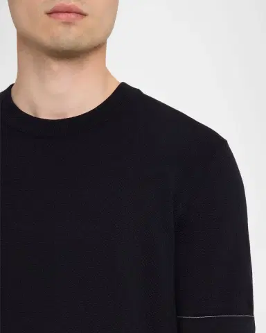Brioni Men's Sea Island Cotton Short-Sleeve Crewneck Sweater | Thumbnail 5 Brioni Men's Sea Island Cotton Short-Sleeve Crewneck Sweater | Thumbnail 5