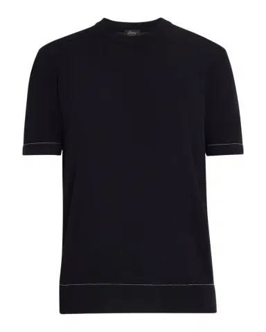 Brioni Men's Sea Island Cotton Short-Sleeve Crewneck Sweater | Thumbnail 1 Brioni Men's Sea Island Cotton Short-Sleeve Crewneck Sweater | Thumbnail 1