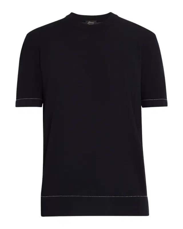 Men 's Sea Island Cotton Short-Sleeve Crewneck Sweater