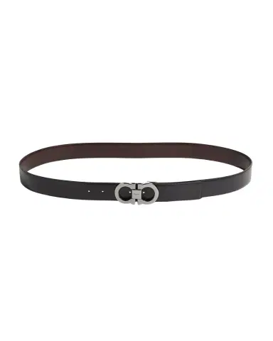 Ferragamo Men's Reversible Leather Double-Gancio Belt | Thumbnail 1