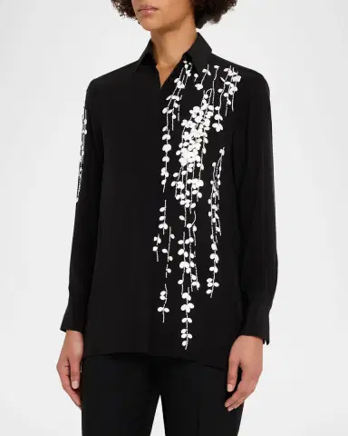 Kiton Embellished Silk Button-Down Shirt | Thumbnail 4