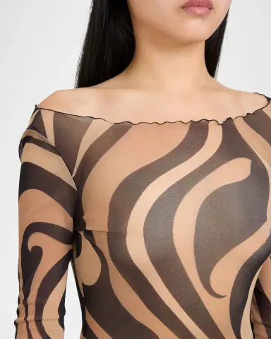 Pucci Marmo Tulle Long-Sleeve Maxi Dress | Thumbnail 5