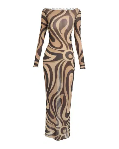 Pucci Marmo Tulle Long-Sleeve Maxi Dress | Thumbnail 1