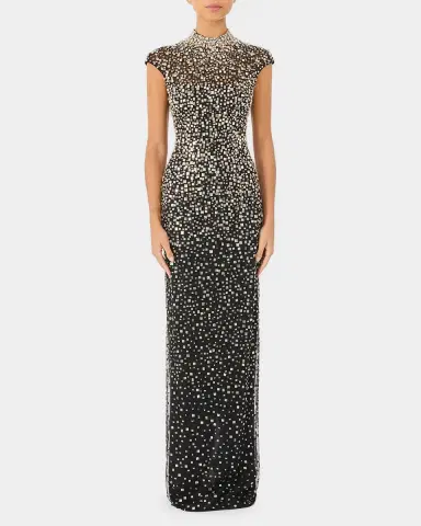 Jenny Packham Treasure Embellished Cap-Sleeve Column Gown | Thumbnail 2