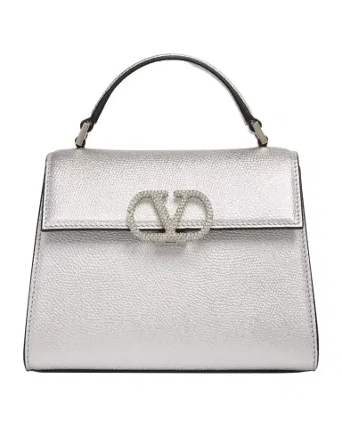 Valentino Garavani Mini Crystal VLogo Metallic Leather Top-Handle Bag | Thumbnail 1 Valentino Garavani Mini Crystal VLogo Metallic Leather Top-Handle Bag | Thumbnail 1