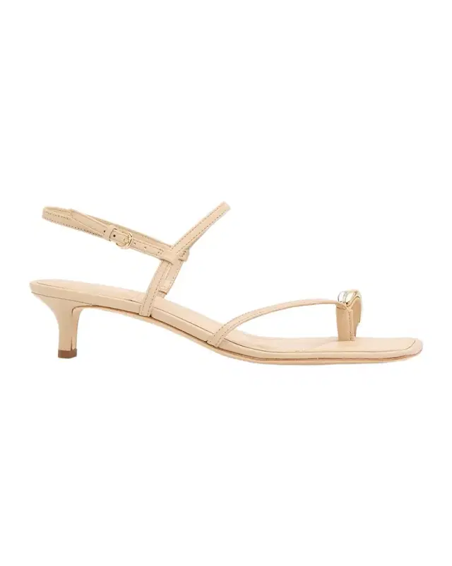40mm Polli Leather Kitten-Heel Sandals