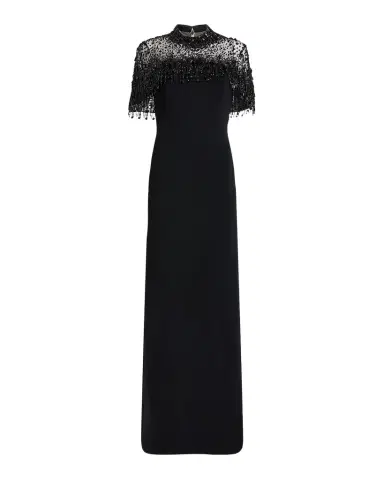 Jenny Packham Livia Crystal Fringe Capelet Column Gown | Thumbnail 1