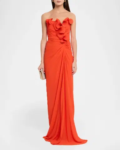 BADGLEY MISCHKA Strapless Ruched Georgette Gown | Thumbnail 2 BADGLEY MISCHKA Strapless Ruched Georgette Gown | Thumbnail 2