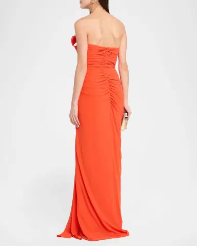 BADGLEY MISCHKA Strapless Ruched Georgette Gown | Thumbnail 3 BADGLEY MISCHKA Strapless Ruched Georgette Gown | Thumbnail 3