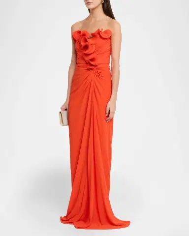 BADGLEY MISCHKA Strapless Ruched Georgette Gown | Thumbnail 4 BADGLEY MISCHKA Strapless Ruched Georgette Gown | Thumbnail 4
