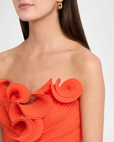 BADGLEY MISCHKA Strapless Ruched Georgette Gown | Thumbnail 5 BADGLEY MISCHKA Strapless Ruched Georgette Gown | Thumbnail 5