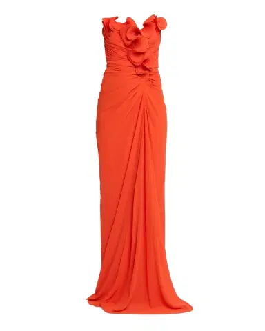 BADGLEY MISCHKA Strapless Ruched Georgette Gown | Thumbnail 1 BADGLEY MISCHKA Strapless Ruched Georgette Gown | Thumbnail 1