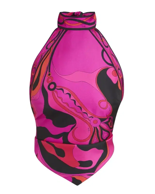 Orchidee Silk Twill Scarf Halter Top
