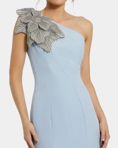 Mac Duggal Seamed One-Shoulder Crepe Gown | Thumbnail 3 Mac Duggal Seamed One-Shoulder Crepe Gown | Thumbnail 3