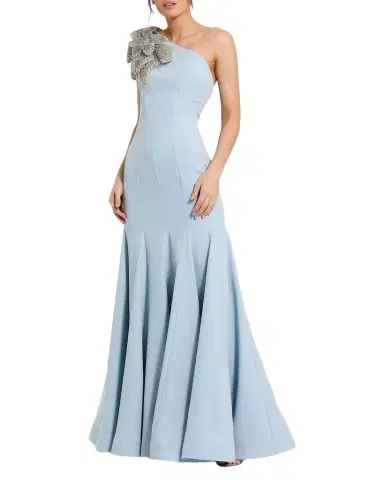 Mac Duggal Seamed One-Shoulder Crepe Gown | Thumbnail 1 Mac Duggal Seamed One-Shoulder Crepe Gown | Thumbnail 1
