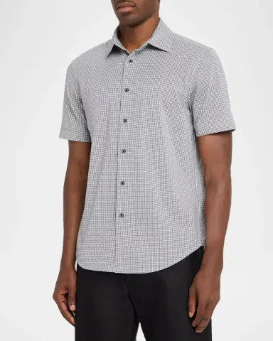 Bugatchi Men's Miles OoohCotton Geometric-Print Short-Sleeve Shirt | Thumbnail 4 Bugatchi Men's Miles OoohCotton Geometric-Print Short-Sleeve Shirt | Thumbnail 4