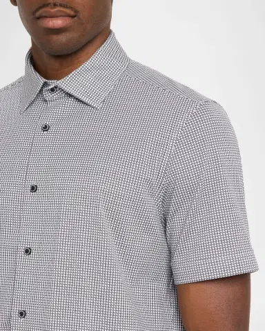 Bugatchi Men's Miles OoohCotton Geometric-Print Short-Sleeve Shirt | Thumbnail 5 Bugatchi Men's Miles OoohCotton Geometric-Print Short-Sleeve Shirt | Thumbnail 5