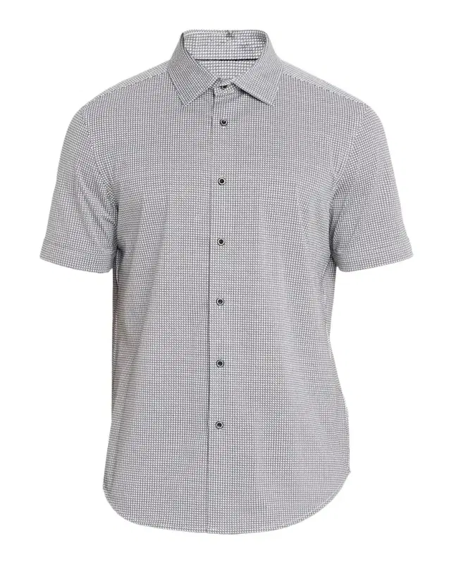 Bugatchi Men 's Miles OoohCotton Geometric-Print Short-Sleeve Shirt