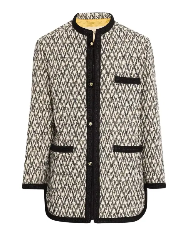 Valentino Garavani Geometric Woven Collarless Jacket