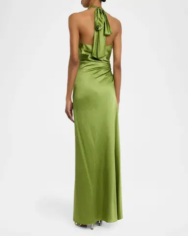 Veronica Beard Izaren Silk-Satin Halter Maxi Dress | Thumbnail 3