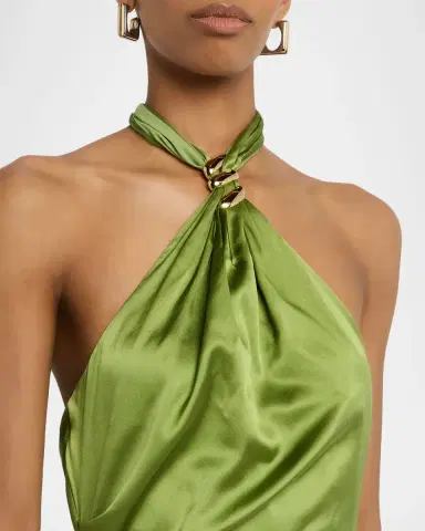 Veronica Beard Izaren Silk-Satin Halter Maxi Dress | Thumbnail 5