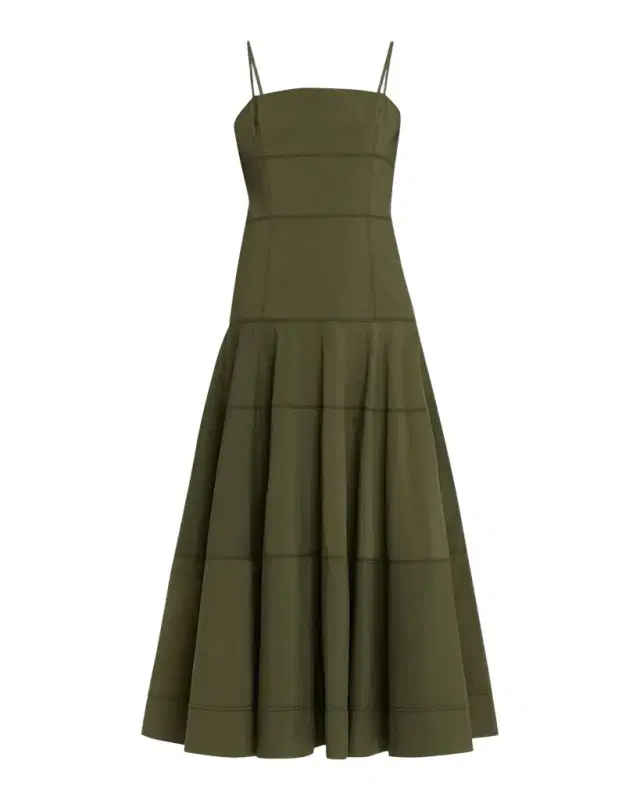 Ilona Tiered Faille Midi Dress