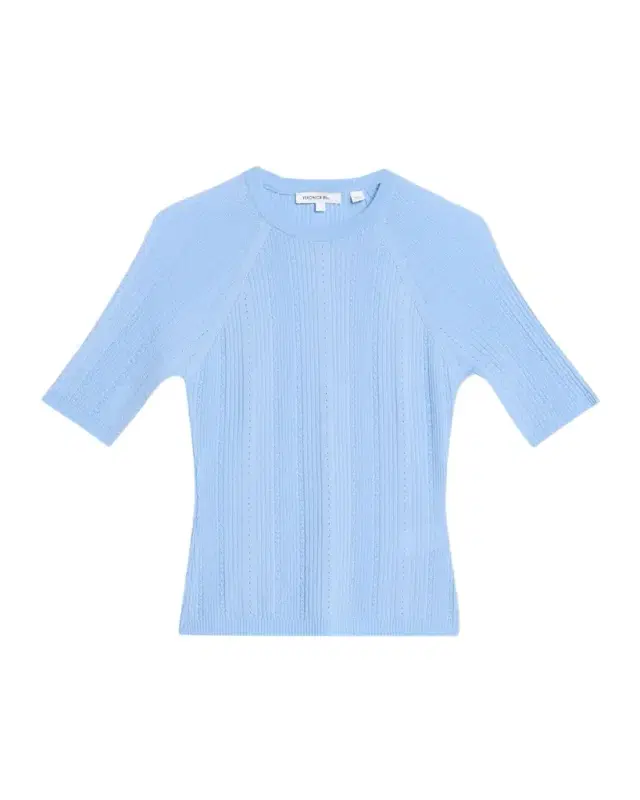 Brielle Short-Sleeve Pointelle Wool Sweater