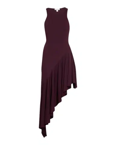 Alaïa Asymmetric Ruffle Jersey Sleeveless Midi Dress | Thumbnail 1 Alaïa Asymmetric Ruffle Jersey Sleeveless Midi Dress | Thumbnail 1