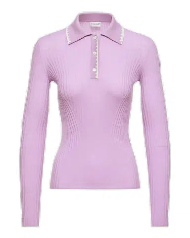Moncler Long-Sleeve Rib-Knit Polo | Thumbnail 2