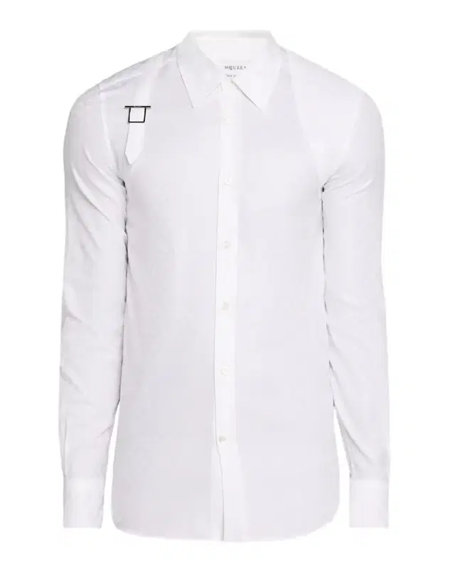 McQueen Men 's Harness-Detail Skull Jacquard Cotton Shirt