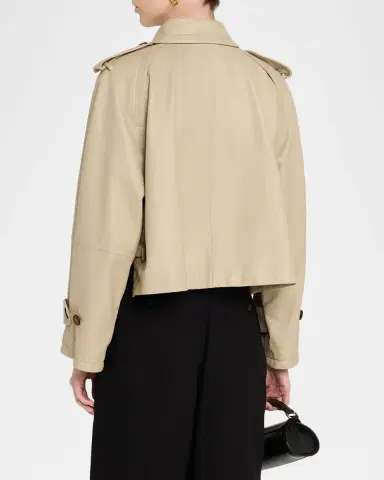 Giorgio Armani Leather Double-Breasted Boxy Trench Jacket | Thumbnail 3 Giorgio Armani Leather Double-Breasted Boxy Trench Jacket | Thumbnail 3