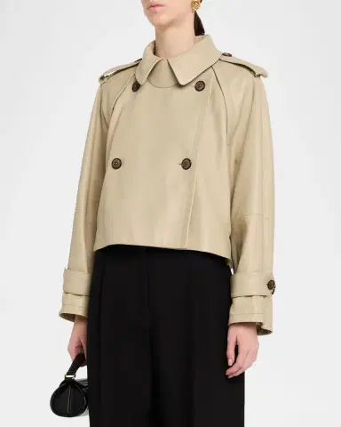 Giorgio Armani Leather Double-Breasted Boxy Trench Jacket | Thumbnail 4 Giorgio Armani Leather Double-Breasted Boxy Trench Jacket | Thumbnail 4