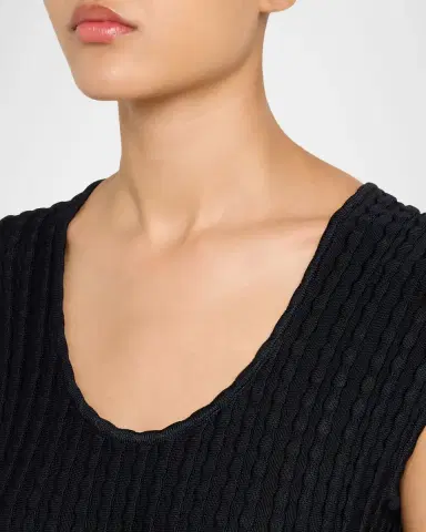 Alaïa Sleeveless Flare Pleated Knit Midi Dress | Thumbnail 5