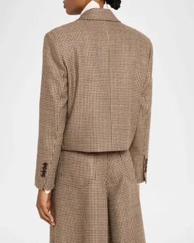 Brunello Cucinelli Wool-Blend Houndstooth Cropped Sport Jacket | Thumbnail 3 Brunello Cucinelli Wool-Blend Houndstooth Cropped Sport Jacket | Thumbnail 3