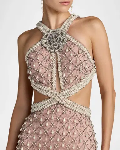 Mac Duggal Embellished Cut-Out Halterneck Gown | Thumbnail 3