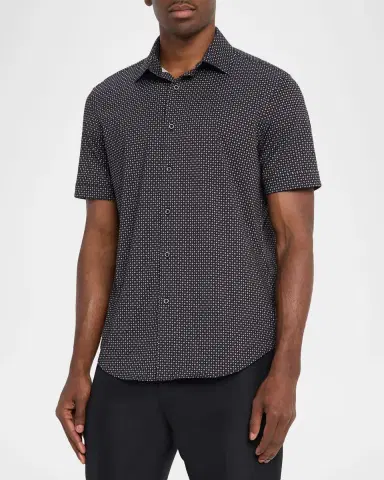 Bugatchi Men's Miles OoohCotton Geometric Short-Sleeve Shirt | Thumbnail 4 Bugatchi Men's Miles OoohCotton Geometric Short-Sleeve Shirt | Thumbnail 4