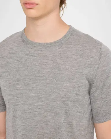 Isaia Men's Cashmere-Silk Short-Sleeve Shirt | Thumbnail 5 Isaia Men's Cashmere-Silk Short-Sleeve Shirt | Thumbnail 5