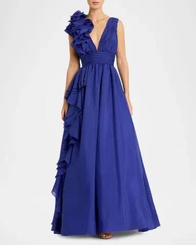 Mac Duggal Sleeveless Deep V-Neck Ruffle Gown | Thumbnail 2 Mac Duggal Sleeveless Deep V-Neck Ruffle Gown | Thumbnail 2