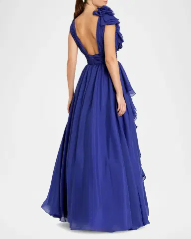 Mac Duggal Sleeveless Deep V-Neck Ruffle Gown | Thumbnail 3 Mac Duggal Sleeveless Deep V-Neck Ruffle Gown | Thumbnail 3